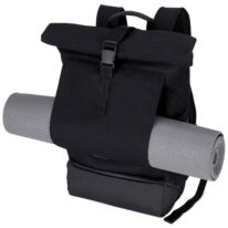 "ALLEN" újrahasznosított nagyméretű rolltop hátizsák, fekete, Johnny Urban