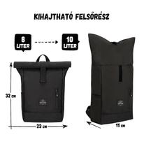 "AARON JUNIOR" újrahasznosított rolltop hátizsák, fekete, Johnny Urban "AARON JUNIOR" újrahasznosított rolltop hátizsák, fekete, Johnny Urban